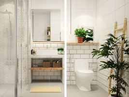 Thiết kế nhà vệ sinh và nhà tắm riêng biệt phong cách Eco cây xanh tươi mát